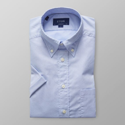 Eton Contemporary fit Ljusblå kortärmad oxfordskjorta med naturlig...
