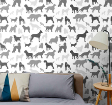 Slaapkamer behang Zwarte hond silhouet patroon