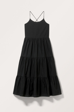 Tiered Poplin Maxi Dress - Black