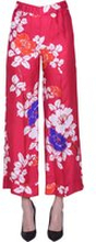 Pantaloni cropped in seta floreale