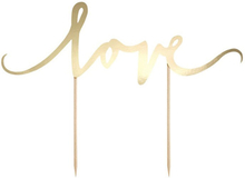 Cake Topper Love, guld - PartyDeco