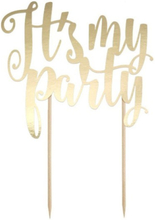 Cake Topper It's my party, guld - PartyDeco