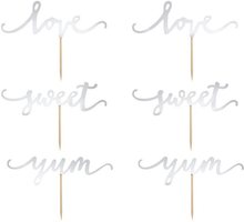 Cupcake Toppers Sweet Love, silver - PartyDeco