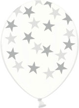 Ballonger Transparent med silverstjärnor - PartyDeco