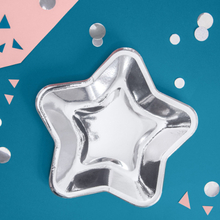 Papperstallrikar Stjärna silver, 23 cm - PartyDeco