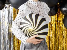 Folieballong Godissnurra, svart, guld & vit - PartyDeco