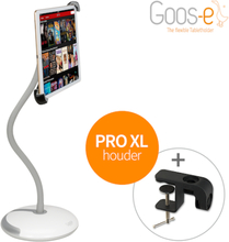 TABLET HOUDER MET VOET + KLEM voor PRO-XL iPad en tablets 9 t/m 14 inch WIT