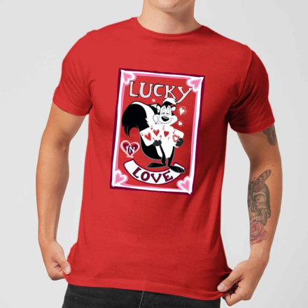 Looney Tunes Lucky In Love Pepe Le Pew Men's T-Shirt - Red - L
