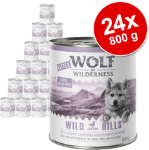 Sparpaket Little Wolf of Wilderness Junior 24 x 800 g - Wild Hills - Ente & Kalb