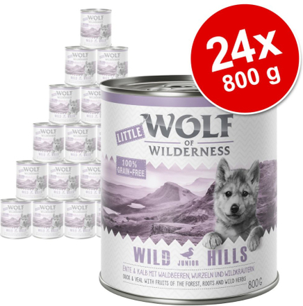 Sparpaket Little Wolf of Wilderness Junior 24 x 800 g - Mix 2 Sorten