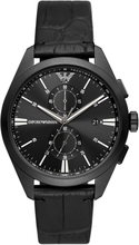 Emporio Armani AR11483 Horloge Claudio Chrono staal-leder zwart 43 mm