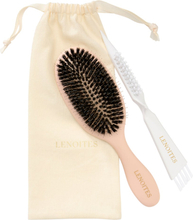 Lenoites Hair Brush Wild Boar With Pouch And Cleaner Tool Blush