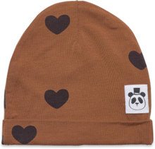 Basic Hearts Beanie Tencel™ Accessories Headwear Hats Beanie Brown Mini Rodini