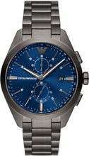Emporio Armani AR11481 Horloge Claudio Chrono staal donkergrijs-blauw 43 mm