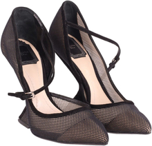 Pre-eide Dior Mary Jane hæler i Black Mesh Polyester og semsket skinn