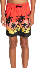 Quiksilver PARADISE Kinder Bade-Shorts kurze Sommer-Hose mit Palmen-Print EQBJV03390 MKZ61 Rot/Bunt
