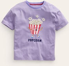 Lockeres T-Shirt aus Bouclé Mädchen Boden, Lavendel Popcorn