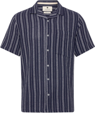 Akleo S/S Dobby Shirt Tops Shirts Short-sleeved Blue Anerkjendt