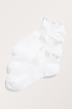 3-pack lettuce hem socks - White