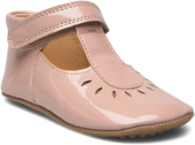Beginners™ Ballerina Pattern T-Bar Shoes Pre-walkers - Beginner Shoes Pink Pom Pom