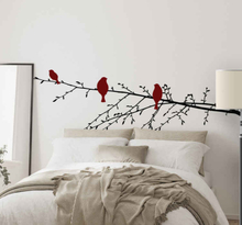Rode vogels op tak Muursticker boom
