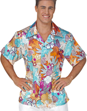 Blå Hawaii Skjorte med Blomstermotiv - Strl M