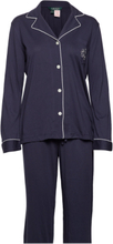 Lrl Hammond Knit Collar Pj Set Windsor Navy Pyjamas Nattøj Blue Lauren Ralph Lauren Homewear