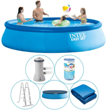 Intex - Easy Set - Pool med filterpump - 457x107 cm - Rund - Uppblåsbar pool - Inklusive tillbehör