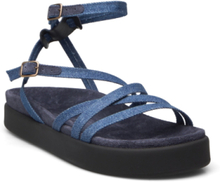 Sandales Denim Chana Designers Sandals Flat Blue Ba&sh