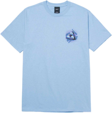 HUF Essentials Triple Triangle Herren T-Shirt klassisches Baumwoll-Shirt mit Rücken-Print TS01661 Blau