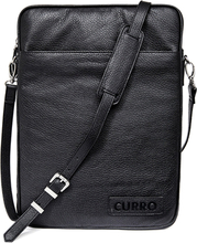 CURRO Real Leather Messenger Bag 14-15" (35.5 x 25.5 Cm) - Black