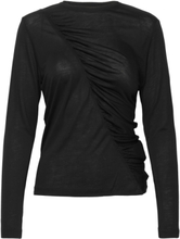 Katka Lise Blouse Tops T-shirts & Tops Long-sleeved Black Bruuns Bazaar