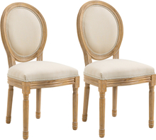 Coppia 2 sedie imbottite per soggiorno stile vintage in legno e tessuto bianco