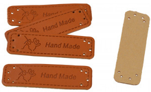 Infinity Hearts Label Lder Hand Made Hand 5x1,5cm - 5 st.