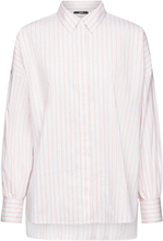 Striped Over D High Low Blouse Tops Shirts Long-sleeved Pink Esprit Collection