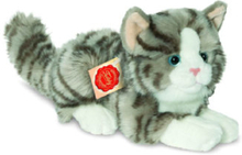 HERMANN® Teddyx Kat liggende, grå 20 cm