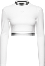 Long-Sleeve Top With Ribbed Collar And Hem Sport Crop Tops Long-sleeved Crop Tops White Adidas Originals