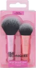 Real Techniques Mini Brush Duo Beauty WOMEN Makeup Makeup Brushes Face Brushes Foundation Brushes Rosa Real Techniques*Betinget Tilbud