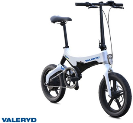 Elcykel Valeryd V6 vit vikbar, pedalaktiverad elmo