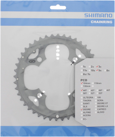 Shimano Deore 590 44T Drev Sølv, BCD 104, 44T