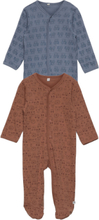 Nightsuit W/F -Buttons 2-Pack Pyjamas Sie Jumpsuit Brun Pippi*Betinget Tilbud