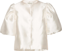 Cleo Pouf Sleeve Blouse Blouses Short-sleeved Hvit By Malina*Betinget Tilbud