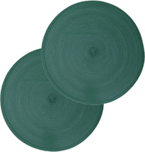 Set van 6x stuks placemats gevlochten kunststof emerald groen 38 cm