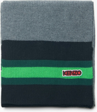 Kenzo - Logo Patch Knitted Scarf - Grå - ONE SIZE