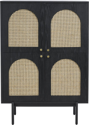 Othello bokskåp i svartbetsad ek med dörrar i rotting