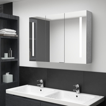 vidaXL Spegelskåp med LED betonggrå 89x14x62 cm