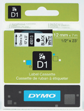 Märkband Dymo D1 12 mm, svart på vit