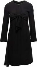 Black Chanel Silk Tie-aksenterte langermet kjole pre-eid