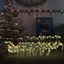 vidaXL Reinsdyr og slede juledekorasjon 140 lysdioder utendørs gull