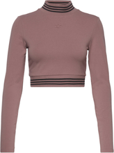 Long-Sleeve Top With Ribbed Collar And Hem Sport Crop Tops Long-sleeved Crop Tops Beige Adidas Originals